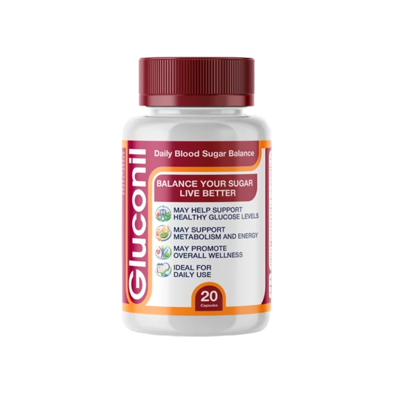 Gluconil — bottle of 20 vegetarian capsules, front view